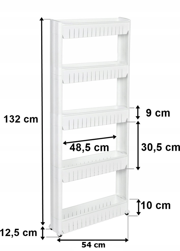 Szafka mobilna na kółkach 5 poziomów biała UWINA