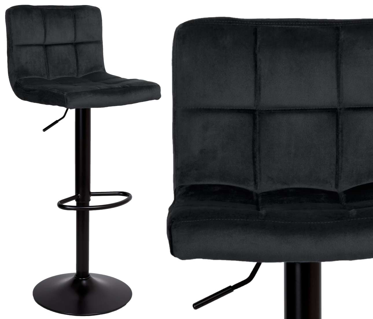 hoker krzeslo barowe arako black czarny velvet