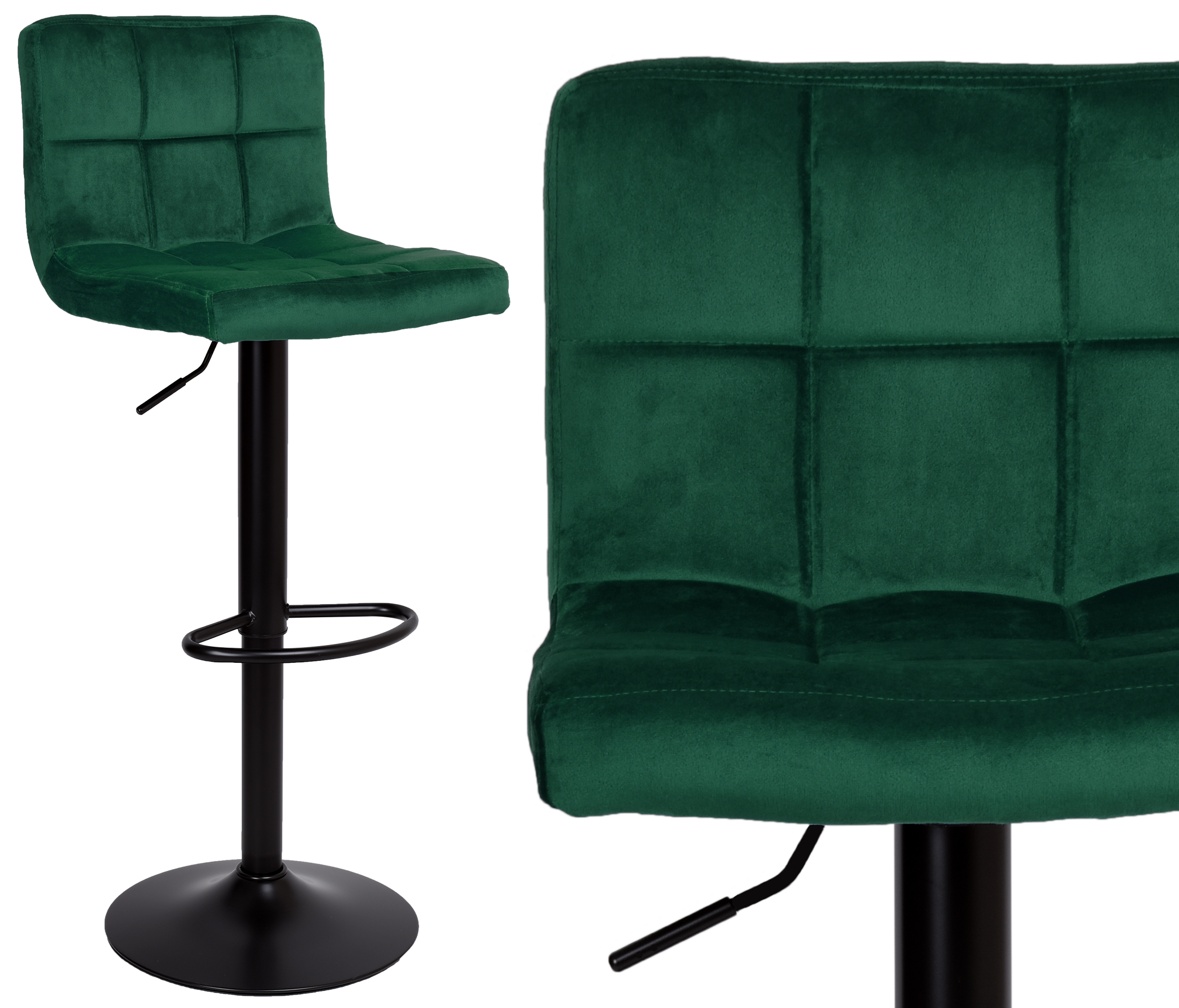 hoker krzesło barowe arako zielone welurowe