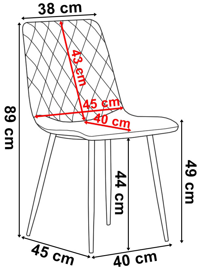 Krzesło aksamitne DEXTER velvet wymiary