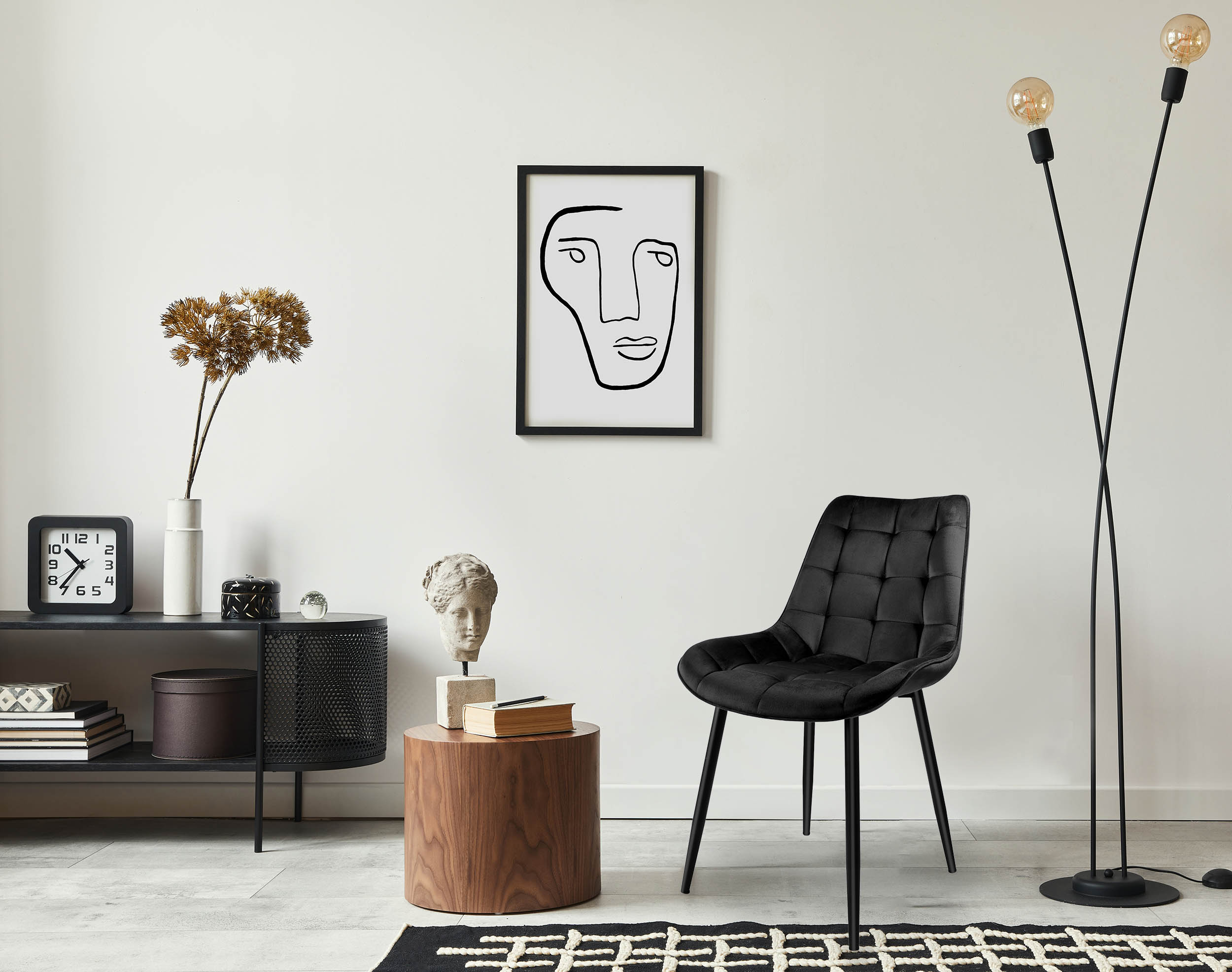 Krzesło aksamitne NORMAN grafitowe velvet