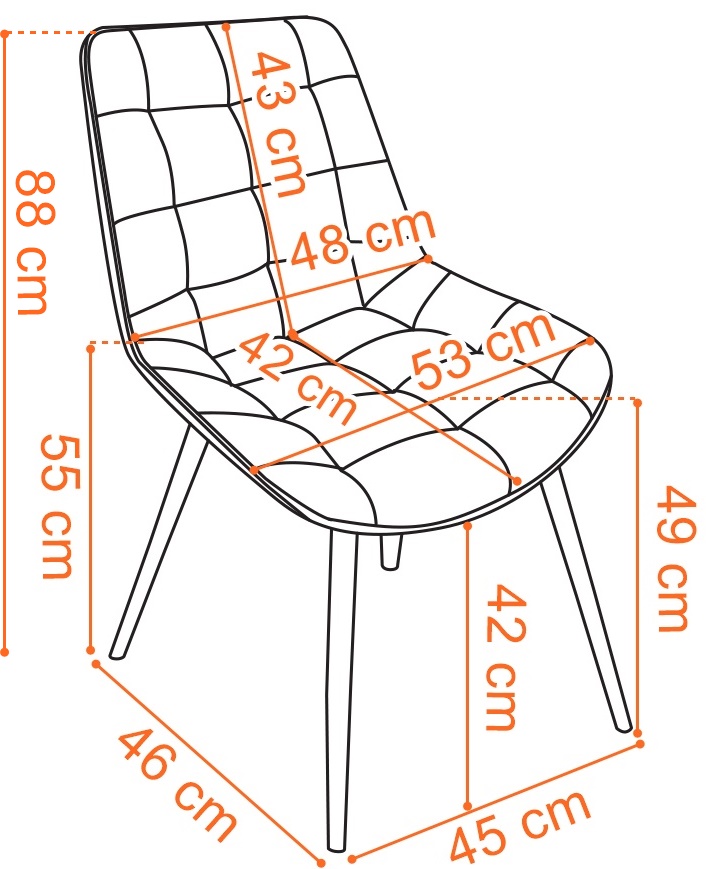 Krzesło aksamitne NORMAN grafitowe velvet wymiary