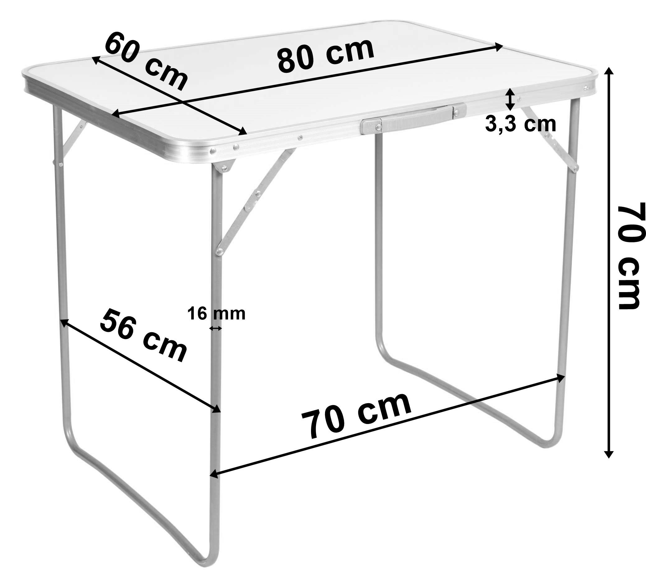 Stół turystyczny CORN kempingowy 80x60 cm biały