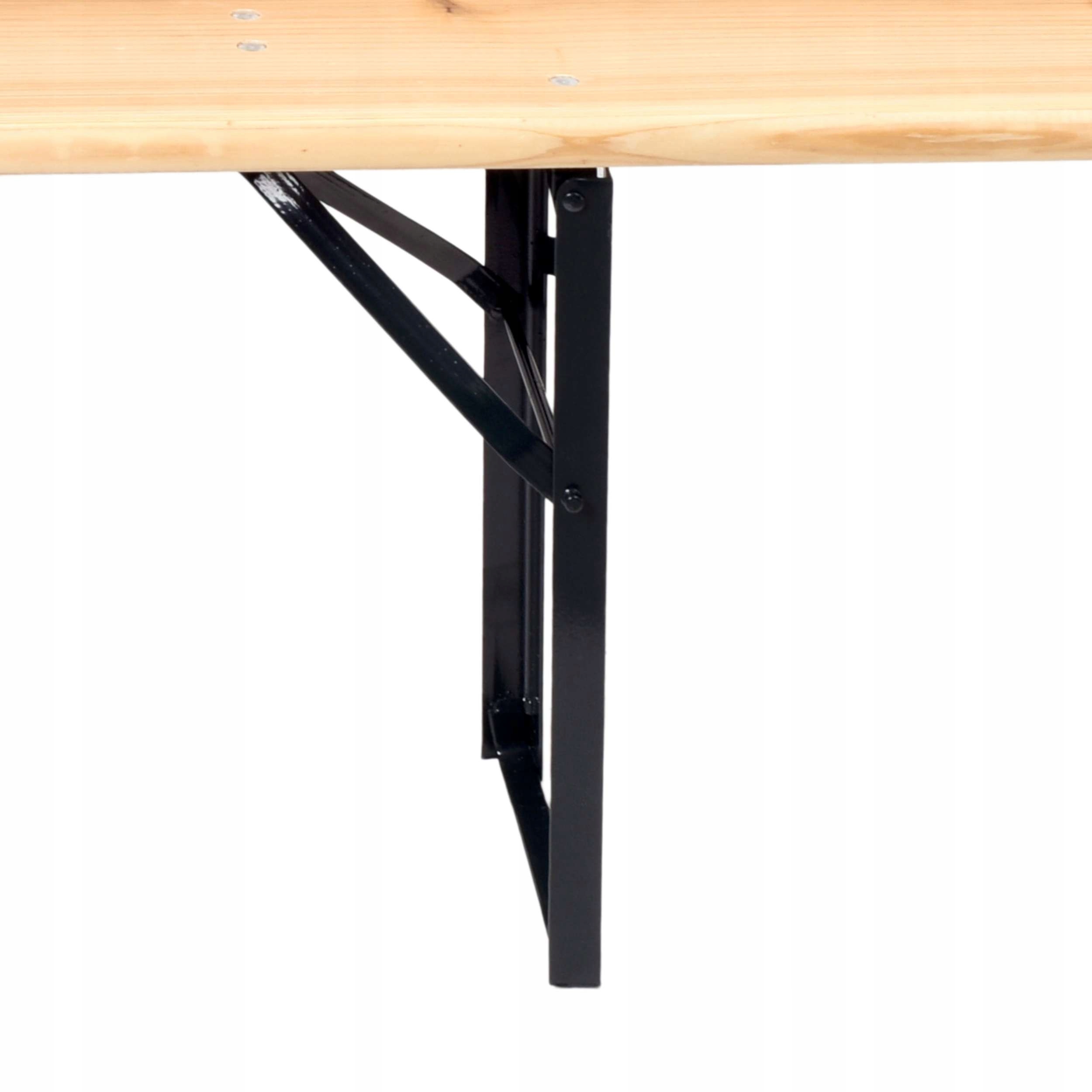 Zestaw piwny stalowo-drewniany stół 170 cm + 2 ławki