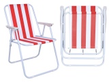 Krzesło turystyczne składane ALAN biało czerwone paski