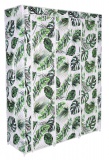 Szafa tekstylna z 8 półkami SONIA LEAVES biało-zielona