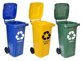 Komplet pojemników na odpady 120l  3 kolory zielony niebieski żółty
