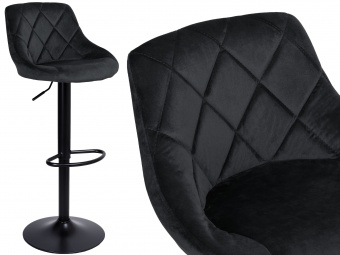 Krzesło barowe CYDRO BLACK aksamitne czarne