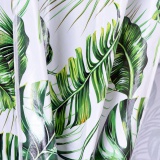 Szafa tekstylna z 8 półkami SONIA LEAVES biało-zielona z kurtyną