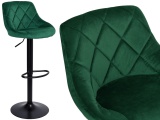 Krzesło barowe CYDRO BLACK aksamitne ciemnozielone 