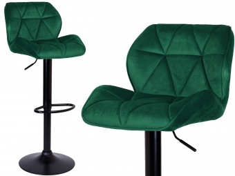 Krzesło barowe GRAPPO BLACK zielone VELVET