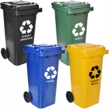 Komplet pojemników na odpady - 120l żółty, niebieski, zielony, czarny