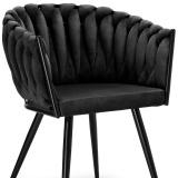 Krzesło plecione aksamitne ASTON Velvet Czarne
