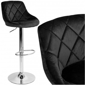 Krzesło barowe CYDRO aksamitne czarne VELVET